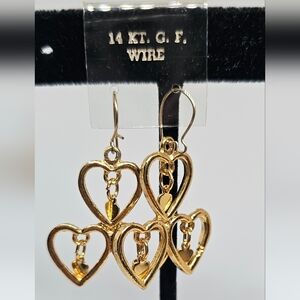 VTG 14k GF Heart Drop Earrings